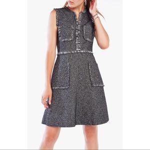 BCBG Maxazria Fringe Trim Tweed Stellya Dress